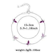 Vòng tay bướm hồng ngọt ngào bằng bạc Sterling 925 dành cho nữ, đính đá Zirconia, phụ kiện mùa hè nhẹ nhàng sang trọng tinh tế - Bạc - Xem 4