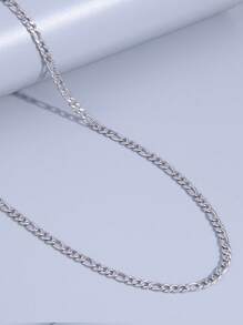 1pc Fashionable Hip-Hop Stainless Steel Flat Necklace Chain, Personalized Necklace Suitable For Men's Daily Wear