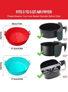 1 Piece Set With Random ColorsAir Fryer Silicone Liner For 3-5 QT, Flammable Parchment Paper Replacement, Reusable Baking Pan Oven Accessory, Round(Top 8 Inches, Bottom 6.75 Inches) ﻿ - Multicolor - View 6