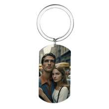 1pc Stainless Steel Dog Tag Keychain, Customizable Photo Print, Gifts For Mother/Father's Day