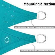 Outdoor Waterproof Sun Shade Sail, Canopy Tarpaulin Cover For Patio Garden Yard Beach Camping, UV Block Sunshade Awning For Porch Balcony Deck Pergola, Easy Install With Grommets - Turquoise Blue - View 4