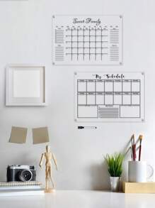 1pc Acrylic Weekly/Monthly Planner Board, Transparent Erasable Memo Writing Board, Hanging Display Board, Reusable Planning Notebook, Weekly Office Planner