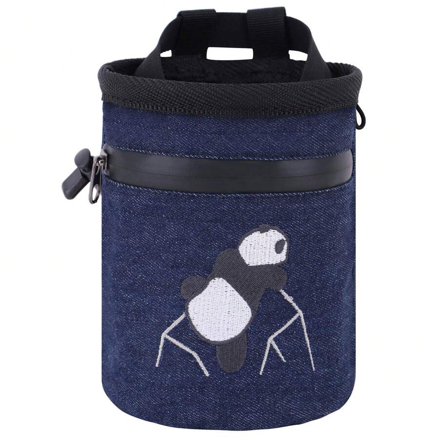 Rock Climbing Panda Compact Chalk Bag With Adjustable Belt - Denim Blue - View 1