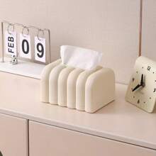 Elegant Beige Bread-Shaped Tissue Box Holder - Durable PP, Easy-To-Use Design For Restaurant And Living Room Decor, Minimalist Home Decor, Oval Luxury & Refined On-The-Go, European & American Luxury PU Leather Tissue Box Home Decor, Mother's Day Gift