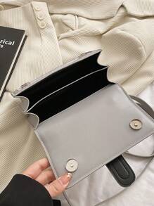 Classic Floral Print Women's Small Square Handbag - Grey - View 7