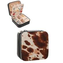 1pc Animal Print (Leopard & Cow) Faux Leather Jewelry Box, Detachable And Stylish, Suitable For Valentine's Day, Mother's Day, Birthday, Graduation Gifts