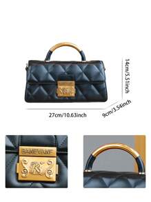 Bolso de mano de mujer 2025 de rejilla de ratán con diseño romboidal, bolso de tote versátil y elegante, bolso cruzado cuadrado exquisito, bolso de hombro minimalista - Multicolor - Ver 3