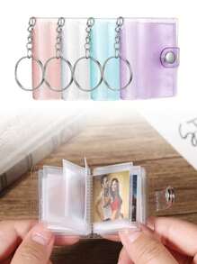 1PC/4PCS 1 Inch/2inch Mini Small Photo Album Valentine Photo Storage With Keychain Clear Pocket Photo Album Keychain For Picture Valentine Gift Wedding Birthday Anniversary Memory,Suitable For Photos, - Multicolor - View 1