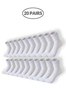Paquete de calcetines de tripulación neutros de 5 tonos para hombres (1/5/10/15/20 pares) - Calcetines elásticos para el tobillo en gris oscuro/azul marino/negro/blanco/carbón con un ajuste transpirable y elástico para la oficina, el gimnasio, artículos de viaje esenciales