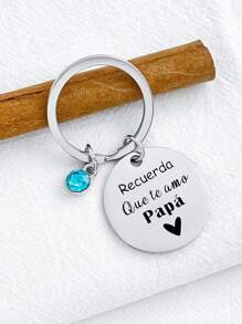 Llavero redondo de acero inoxidable grabado con "Recuerda que te amo mamá/papá" y símbolo de corazón, metal duradero, regalo ideal para Navidad, cumpleaños, Acción de Gracias - Multicolor - Ver 10