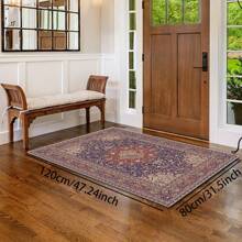 1pc Classic Style Retro Area Rug, 700g/Sqm Crystal Velvet, 5mm Thickness, Washable Non-Fading Carpet, Slip-Resistant, Suitable For Holidays And Any Space Including Hotel, Office, Sofa, Bedside, Kitchen, Laundry Room, Hallway, Porch, Entryway And Stairs Mother's Day