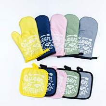 2pcs/Set Kitchen Microwave Oven Gloves, Grey Heat Resistant Insulated Gloves, Green Thick Anti-Scald Baking Oven Mitts, Pink High Temperature Resistant Gloves
