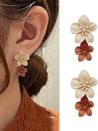 1 Pair Flower Earrings Women Cute Stud Earrings Cool Party Jewelry Valentine's Day Gift For Women Mom Family Friends