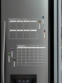 1 件白色每周/每月透明亚克力装饰冰箱贴，3D 磁性可擦写记事板，可重复使用计划板，适用于家居装饰学校用品，返校