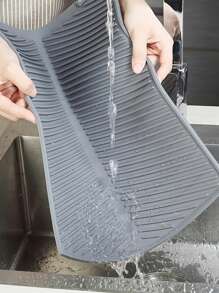 1 Pc Silicone Dish Drying Mat - Foldable, Heat-Resistant, Multi-Purpose Kitchen Draining Pad, Suitable For Dishes And Utensils
