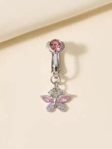 1Pc Fake Belly Ring Butterfly Not Real Piercing Clip On The Navel For Woman Gift