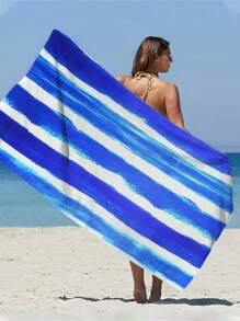 Microfiber Colorful Striped Print Quick Drying Beach Mat/Yoga Mat, Sunscreen Shawl, Suitable For Travel, Camping, Swimming, Picnic, Home Daily Use, Bath Towel, Beach Towel 70*140cm 1pc Or Extra Large 90*180cm Bath/Beach Towel 1pc Summer Travel,Vacation Holiday Bathroom Decor Beach Essentials