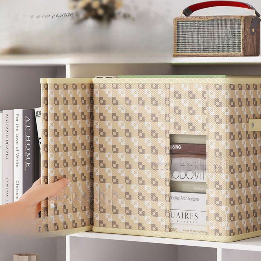 New Cross-Border Non-Woven Fabric Square Storage Box, Desktop Storage Box, Household Drawer Storage Box, Storage Cabinet - Beige - View 1