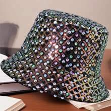 Women Summer Bucket Hat Colorful Sequin Wide Brim Sun Hat Fisherman Cap For Outdoor Travel Beach
