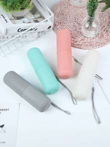 2pcs Mouthwashing And Brushing Cups Simple Tooth Cylinder Toothpaste Cover Portable Travel Suit Couple Toothbrush Box Dental Storage Box