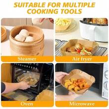 50/100 pièces Papier jetable pour friteuse à air, papier de cuisson en silicone, ronds absorbants hautes températures, accessoires de cuisson