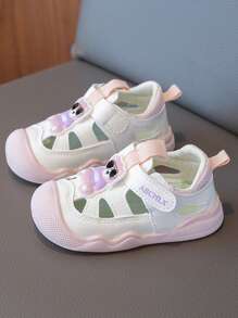 时尚舒适儿童运动鞋，适合 1-2 岁的幼儿支撑鞋，软底封闭式鞋头防踢夏季户外运动凉鞋 - 淺粉色 - 查看 3