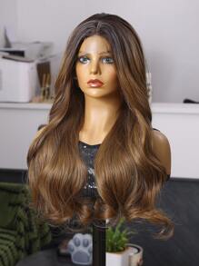 (Brown Omber)U-Part Lace Wigs 4*2 24 Inch Body Wave Long Wigs Synthetic Fiber Heat-Resistant Wig Elastic Mesh Cap Suitable For All People Fully Machine Manufactured For Daily Gatherings, High-Quality Women's Natural And Beautiful Synthetic Soft Fake Fiber Hair