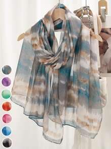 1 pièce Nouveau foulard dégradé balinais d'été pour femmes, foulard musulman fin et élégant pour les cheveux, écharpe longue pour la vie quotidienne, les voyages, la photographie, la protection solaire. Cadeau de festival familial