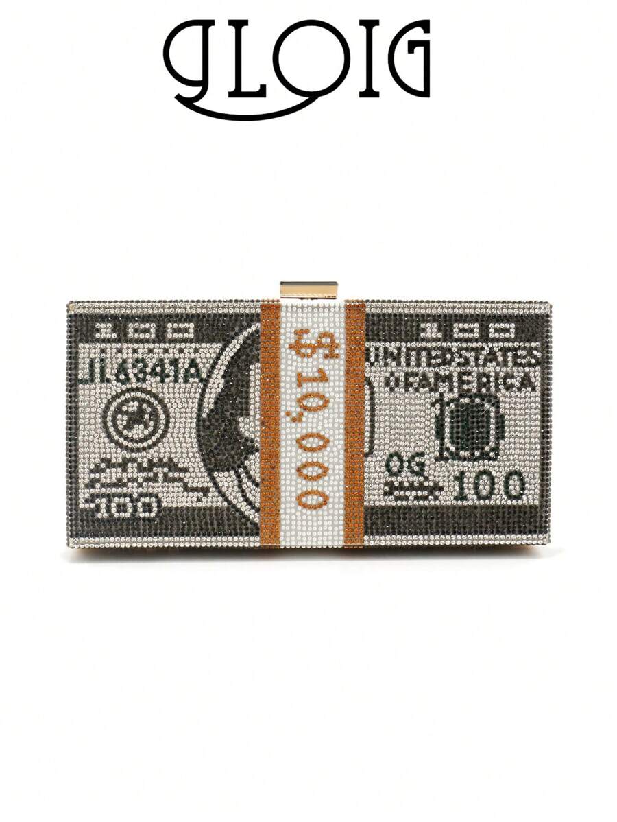 Letter Dollar Design Rhinestones Women Evening Bags Flap Design Fashion Ladies Clutch Bags Party Prom Dinner Event Box Glitter Purse With Chain Shoulder Diamods Gift Bags