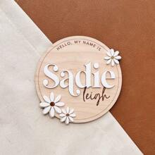 1 Stück personalisiertes Boho-Holz- und Acryl-Namensschild, 3D-Lagendekor aus geflochtenem Rattan für Kinderzimmer oder Babyzimmer - Geschenk zur Babyparty, für Neugeborene, Mädchen oder Jungen Geburtstag