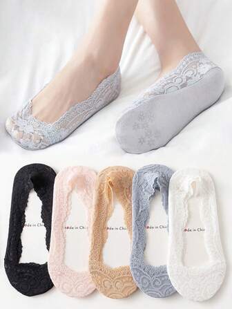 5 双装女士夏季薄款隐形袜子硅胶防滑隐形低帮袜子