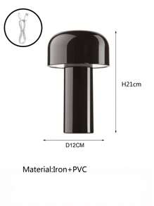 Rechargeable Black Mushroom Desktop Decorative Table Lamp, Touch Switch, Iron Lamp Body, Suitable For Living Room, Bedroom, Restaurant Office And Other Indoor Lighting, Easy To Carry, Outdoor Lighting, USD Plug, Desktop LED Modern Table Lamps