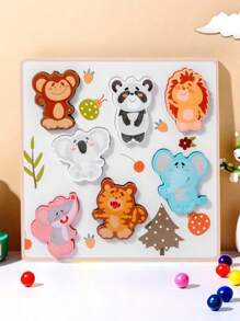 1 件儿童木制拼图，颜色鲜艳，多个主题 - 复活节彩蛋、面部表情匹配、动物、交通工具等，幼儿益智玩具，培养精细运动技能和解决问题的能力，男孩和女孩的生日礼物，复活节礼物