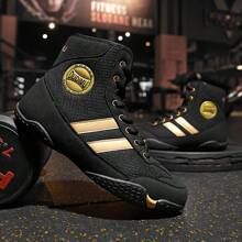 Men's Indoor Boxing Training Shoes, Rubber Sole Wrestling Shoes For Competition - Gold - View 1