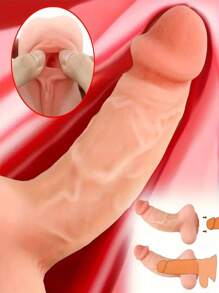 Dildo realista portátil 2 en 1 con piel del pene, testículos y bolsillo vaginal - Juguete sexual portátil unisex masturbador - Juguete sexual para adultos - Material TPE - Impermeable - Sin pilas 1 pieza