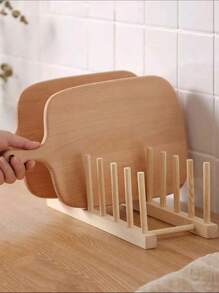 1 pieza Bandeja de madera para almacenamiento de cubiertos, escurridor, estante para platos