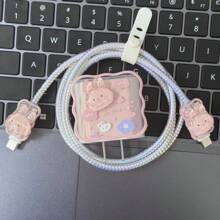 5 sztuk uroczych osłon kabli z wzorem królika do ładowarki IPhone14 Pro Max, zwijacze kabli danych do iPhone13/12/11, osłony kabli szybkiej ładowarki 18/20 W, prezent dla chłopaka/dziewczyny