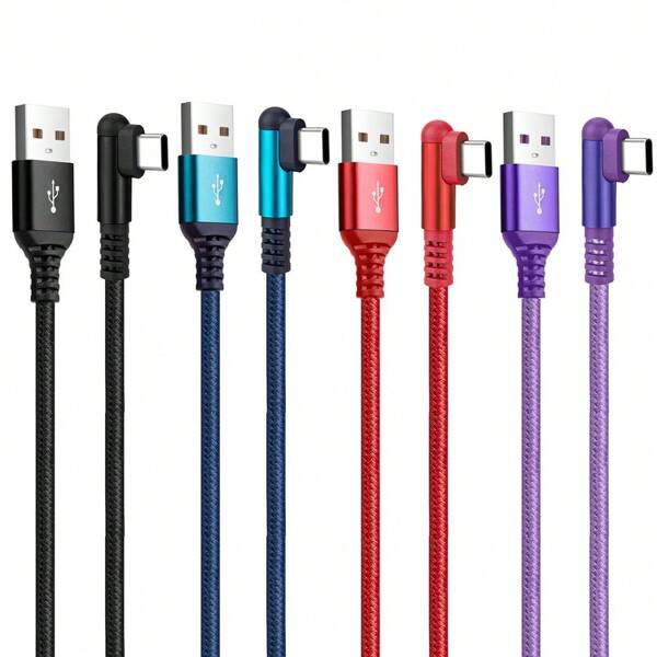 20W USB To Type C Charger Cable 3A Right Angle 90 Degree Fast Charging Braided Cord Compatible With IPhone 15/16/Galaxy S10 S9 And Other Type C Device Compatible With IPhone 16, 16 Pro Max, 15, 15 Plus, 15 Pro, 15 Pro Max,Compatible With Redmi, Compatible With OnePlus