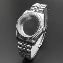 39mm Premium Glass For Men Watch Case Fit NH35 NH36 Movement Fashion Waterproof Jubilee Stainless Steel