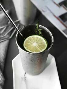 不锈钢杯不易破碎防碎金属饮料杯便携式单层卷杯适用于户外野餐、露营、啤酒和果汁、防碎酒吧、餐厅金银色 - 彩色 - 查看 5