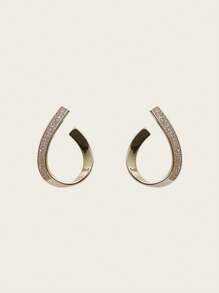 1 Pair Fashionable Elegant Personalized Criss-Cross Geometric Crystal Dangle Earrings