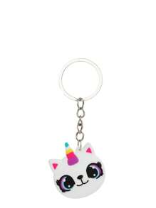 1/6 Piezas Llavero con colgante de anillo de hierro/plástico de niño y niña con diseño de gato de dibujos animados, lindo accesorio decorativo para equipaje, pequeño regalo para familiares y amigos - A - Ver 11