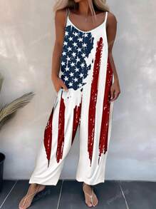 1pc Women Casual Random Floral Print Fashion Jumpsuit