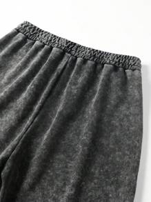 Summer Casual Streetwear Outfit: Loose Fit Snowflake Wash Short Sleeve T-Shirt + Drawstring Waist Shorts, Suitable For Outdoor, Hiking, Beach Lifestyle