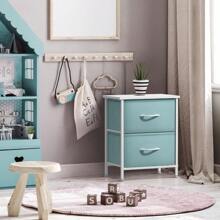 Nightstand With 2 Drawers - Kids Bedside Furniture End Table Night Stand - Steel Frame, Wood Top & Easy Pull Fabric Bins - Dresser & Chest For Home, Bedroom Accessories, Office & College Dorm
