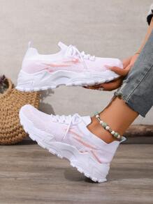 ZOSIVC 女士夏季透气网眼运动鞋，低帮拼色休闲鞋，舒适运动跑步鞋 - 淺粉色 - 查看 5