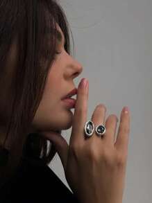 1 Stück minimalistischer asymmetrischer ovaler Kristall-Lässig ring, Geschenk für Studenten, beste Freunde, Party