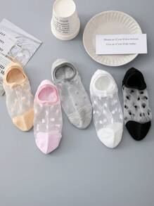 5pairs Dot Pattern Comfortable And Fashionable Low-Cut Invisible Socks - Multicolor - View 11