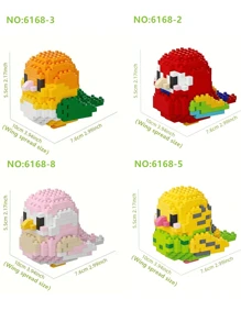 1 pieza Conjunto de bloques de construcción 3D con diseño creativo y DIY de pájaro, loro, gorrión, animal en estilo de dibujos animados, juguete educativo de ensamblaje, mejor regalo para amigos y familia, regalo de cumpleaños