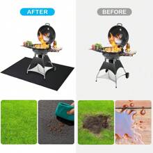 Tapis de barbecue d'extérieur - résistant au feu, tapis de grill anti-taches et anti-huile - tapis au sol pour protéger le bois et la pelouse - tapis d'isolation haute température multi-usage pour foyer